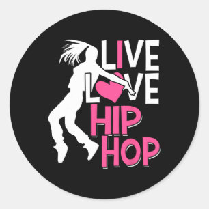 I Liebe Hip Hop Dance - Rosa Herz und Hip Hop Danc Runder Aufkleber