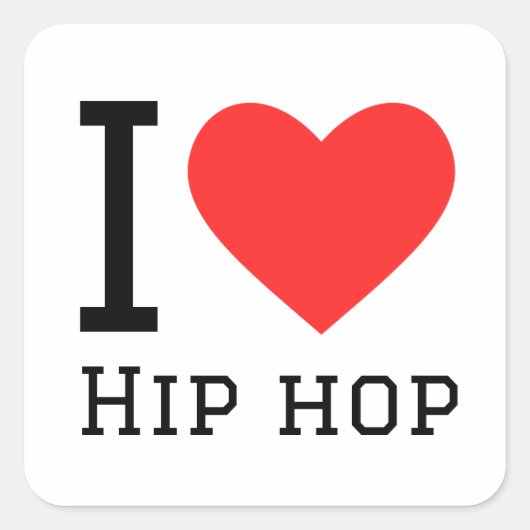 I Liebe hip hop Quadratischer Aufkleber (Vorderseite)