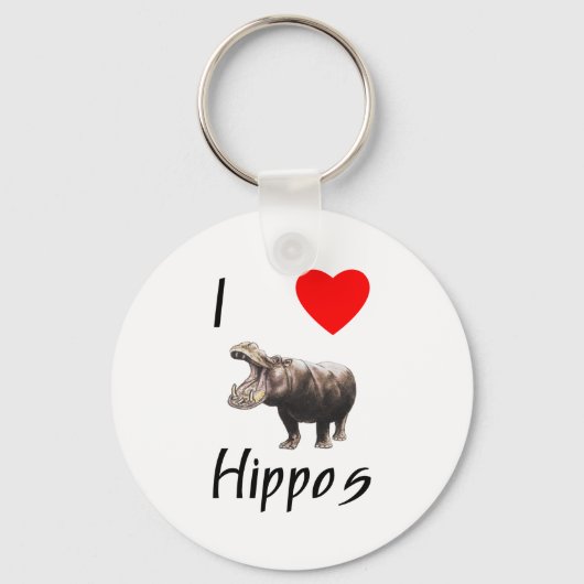 I Liebe Hippos (2) Schlüsselanhänger (Vorderseite)