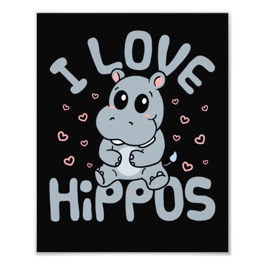 I Liebe Hippos Niedlich Hippopotamus Lover Fotodruck (Vorne)
