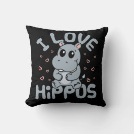 I Liebe Hippos Niedlich Hippopotamus Lover Kissen