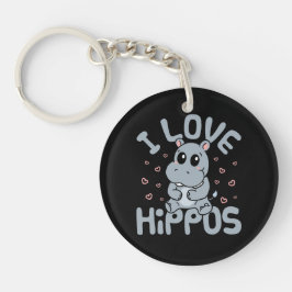 I Liebe Hippos Niedlich Hippopotamus Lover Schlüsselanhänger