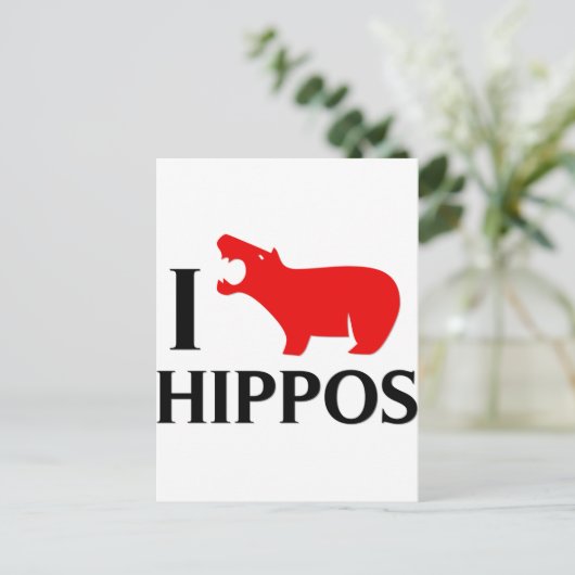 I Liebe Hippos Postkarte (Stehend Vorderseite)