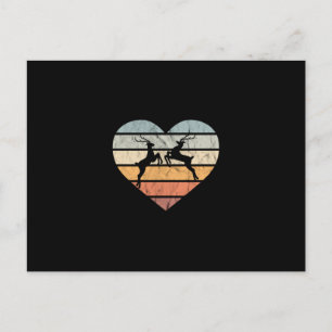 I Liebe Hirsch Retro Herz für Jäger Postkarte