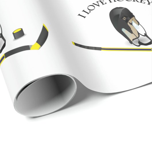 I Liebe Hockey Custom Design mit Stock und Helm Geschenkpapier (Rolleneckpunkt)