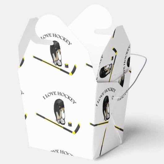 I Liebe Hockey Custom Design mit Stock und Helm Geschenkschachtel (Geöffnet)