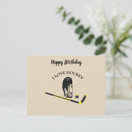 I Liebe Hockey Custom Design mit Stock und Helm Postkarte (Stehend Vorderseite)