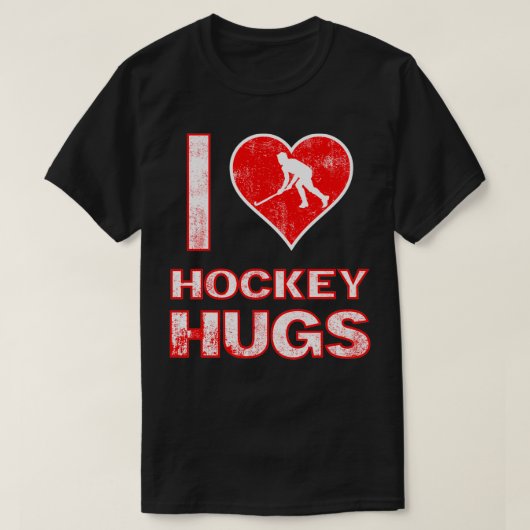 I Liebe Hockey Hugs Witziges Geschenk für Hockeyfa T-Shirt (Design vorne)