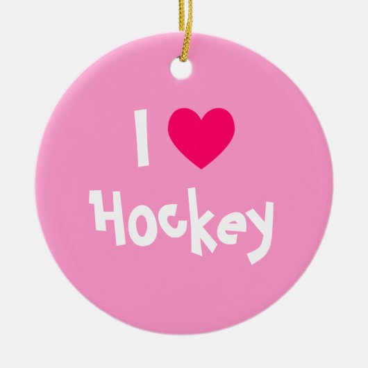 I Liebe Hockey Keramik Ornament (Vorne)