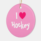 I Liebe Hockey Keramik Ornament (Links)
