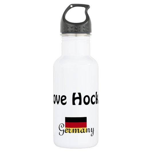 I Liebe Hockey-mit deutscher Flagge Edelstahlflasche (Vorderseite)