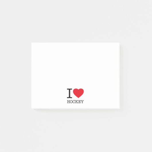 I LIEBE HOCKEY POST-IT KLEBEZETTEL (Vorderseite)