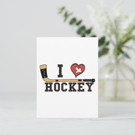 I Liebe Hockey Postkarte (Stehend Vorderseite)