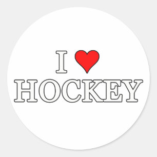 I Liebe Hockey Runder Aufkleber