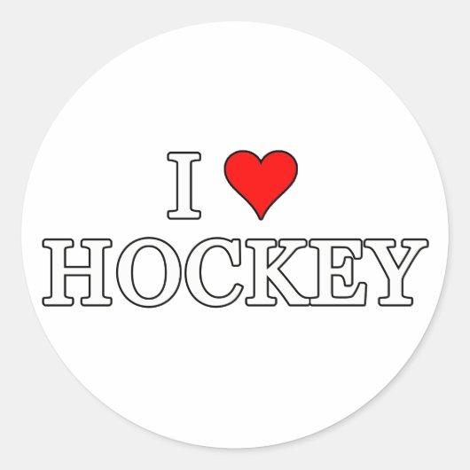 I Liebe Hockey Runder Aufkleber (Vorderseite)