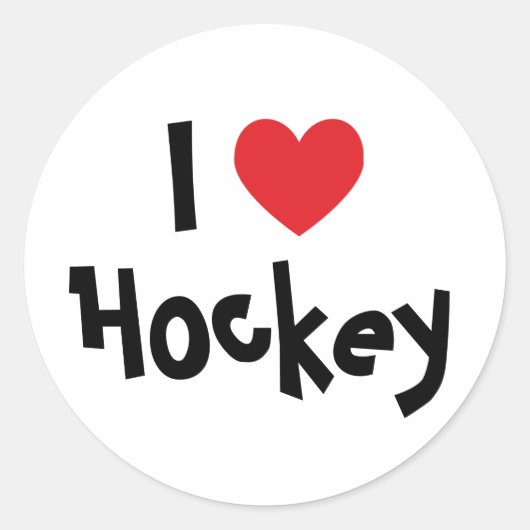 I Liebe Hockey Runder Aufkleber (Vorderseite)