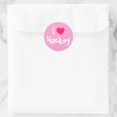 I Liebe Hockey Runder Aufkleber (Tasche)