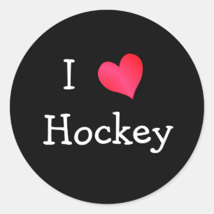 I Liebe Hockey Runder Aufkleber