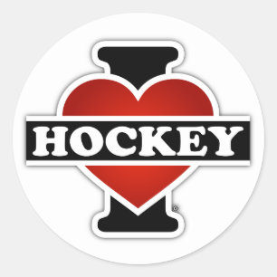 I Liebe Hockey Runder Aufkleber
