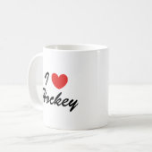 I Liebe Hockey Sporttypografie Kaffee Tasse (Vorderseite Links)