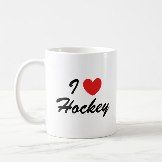 I Liebe Hockey Sporttypografie Kaffee Tasse (Links)