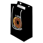 I Liebe Hole Foods Funny Donut Pun Dark BG Kleine Geschenktüte (Vorderseite Schrägansicht)