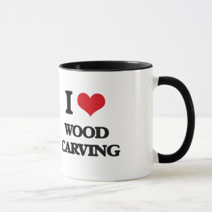 I Liebe-hölzernes Schnitzen Tasse