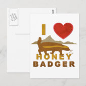 I LIEBE HONEY BADGER POSTKARTE (Vorne/Hinten)