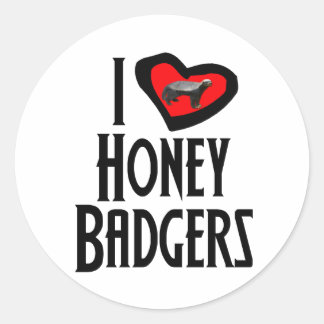 I Liebe Honey Badgers Runder Aufkleber