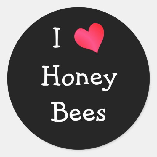 I Liebe Honey Bees Runder Aufkleber (Vorderseite)