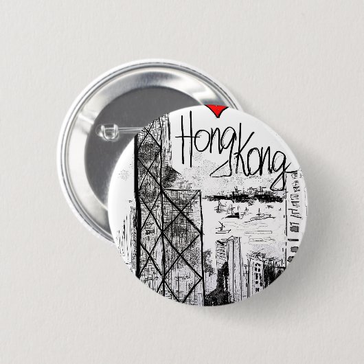 I Liebe Hong Kong Button (Vorne & Hinten)