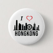 I Liebe Hongkong Skyline Hongkong Südostasien Button (Vorderseite)