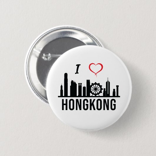 I Liebe Hongkong Skyline Hongkong Südostasien Button (Vorne & Hinten)