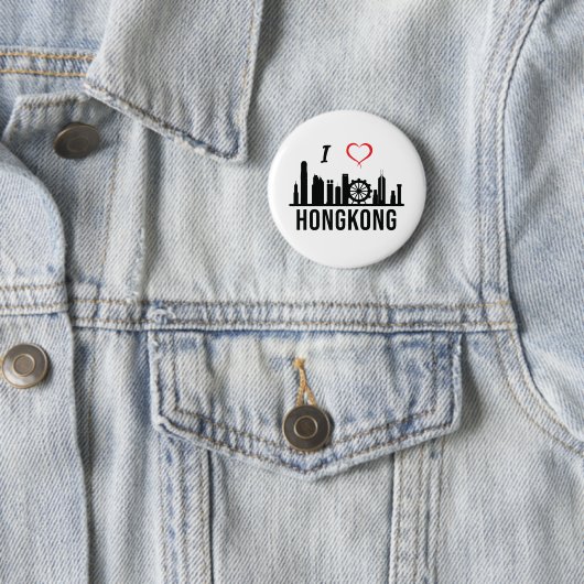 I Liebe Hongkong Skyline Hongkong Südostasien Button (Beispiel)