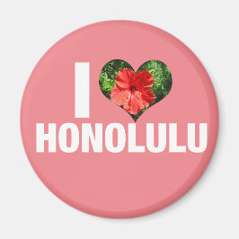 I Liebe Honolulu Hawaii Hibiskus Blume Rosa Magnet