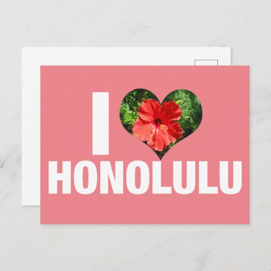 I Liebe Honolulu Hawaii Hibiskus Blume Urlaub Postkarte (Vorne/Hinten)