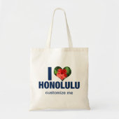 I Liebe Honolulu Niedlich Hawaii Hibiskus Blume Tragetasche (Vorne)