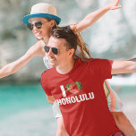 I Liebe Honolulu Niedliche hawaiianische Hibiskus  T-Shirt<br><div class="desc">Ich Liebe Honolulu. Eine niedliche,  herzförmige Hawaiianische Hibiskus Blume schmückt diesen hübschen T - Shirt für Ihren Sommerurlaub am Strand von Hawaii.</div>