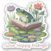 I Liebe Hoppy Endings Book Lovers Frog Aufkleber (Vorderseite)