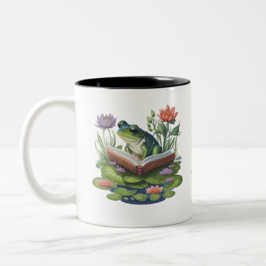 I Liebe Hoppy Endings Book Lovers Frog Zweifarbige Tasse (Links)
