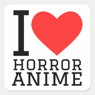 I Liebe Horror Animation Quadratischer Aufkleber