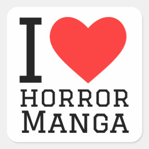 I Liebe Horror Manga Quadratischer Aufkleber