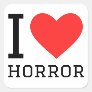 I LIEBE HORROR QUADRATISCHER AUFKLEBER