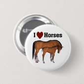 I Liebe Horses Button (Vorne & Hinten)