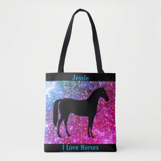 I Liebe Horses Sparkle Tote Tasche (Vorderseite)