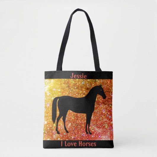 I Liebe Horses Sparkle Tote Tasche (Vorderseite)
