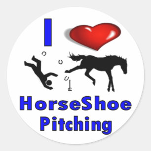 I Liebe HorseShoe Pitching Runder Aufkleber