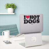 I Liebe Hot Dogs Aufkleber (Laptop auf Schreibtisch)