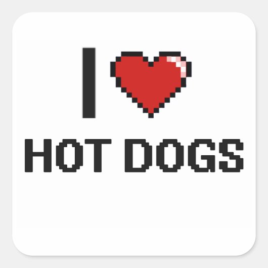 I Liebe Hot Dogs Quadratischer Aufkleber (Vorderseite)