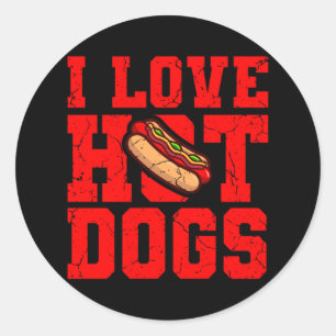 I LIEBE HOT HUNDE Hot Dog Eating Contest Hot Dog Runder Aufkleber
